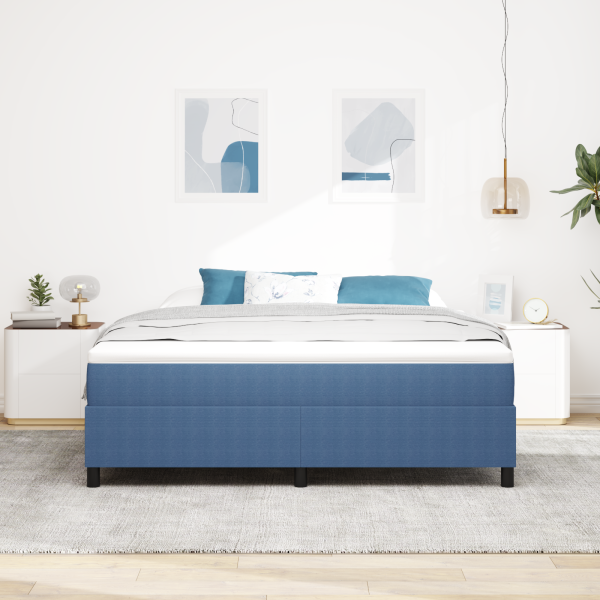 Boxspringbett Blau und Weiß 180 x 200 cm Cordstoff
