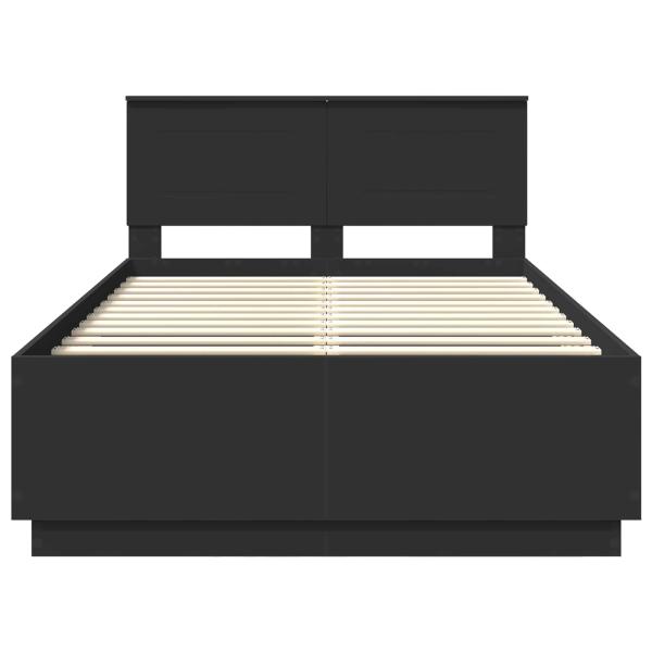 Bettrahmen mit Kopfteil Schwarz 135 x 190 cm Holzwerkstoff