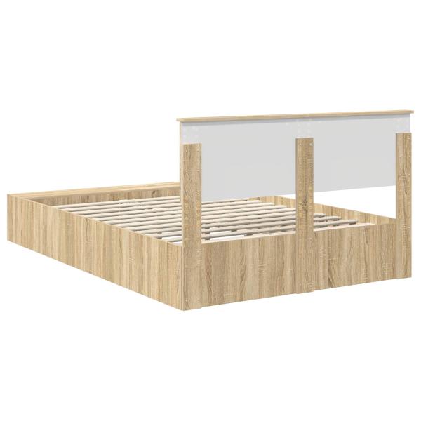 Bettrahmen mit Regal Sonoma-Eiche 140 x 190 cm Holzwerkstoff