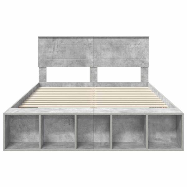 Bettrahmen mit Regal Beton Grau 140 x 190 cm Holzwerkstoff