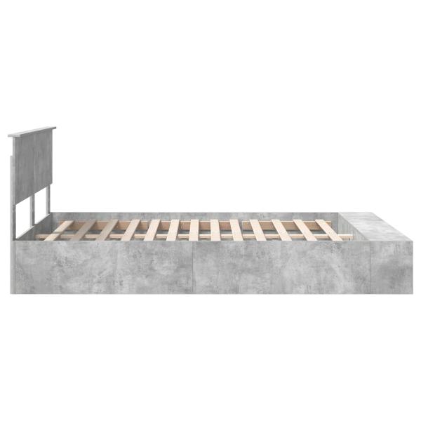 Bettrahmen mit Regal Beton Grau 140 x 190 cm Holzwerkstoff