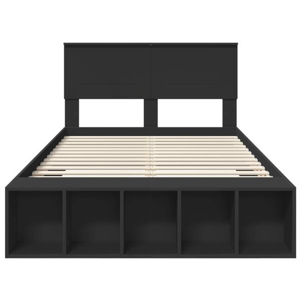 Bettrahmen mit Regal Schwarz 120 x 190 cm Holzwerkstoff