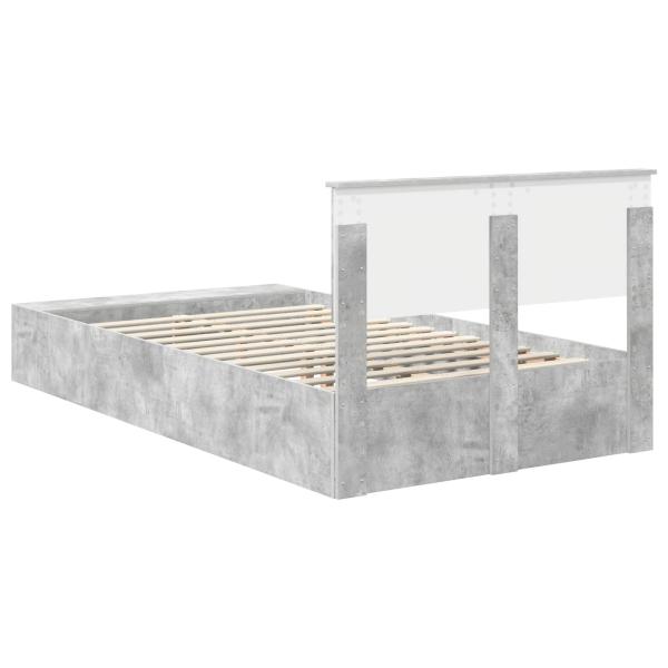 Bettrahmen mit Regal Beton Grau 120 x 190 cm Holzwerkstoff