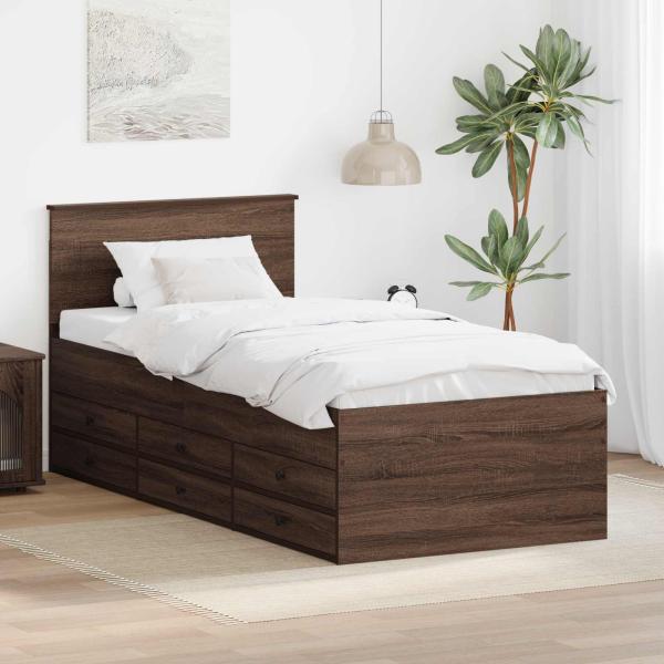 ARDEBO.de - Tagesbett Braun Eiche und Schwarz 100 x 200 cm Holzwerkstoff