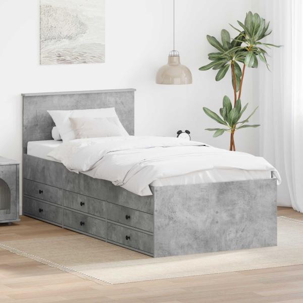 ARDEBO.de - Tagesbett Beton Grau und Schwarz 90 x 190 cm Holzwerkstoff