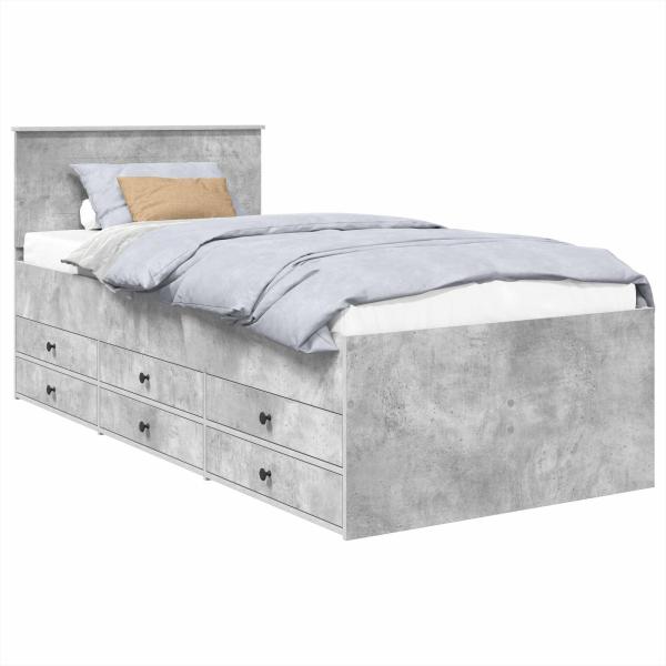 Tagesbett Beton Grau und Schwarz 90 x 190 cm Holzwerkstoff