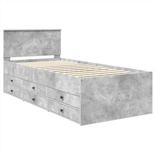 Tagesbett Beton Grau und Schwarz 90 x 190 cm Holzwerkstoff