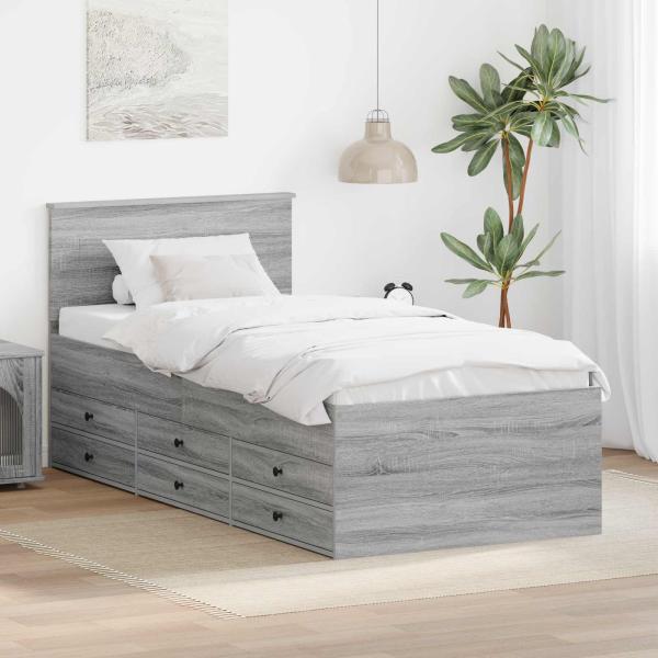 ARDEBO.de - Tagesbett Grau Sonoma und Schwarz 75 x 190 cm Holzwerkstoff
