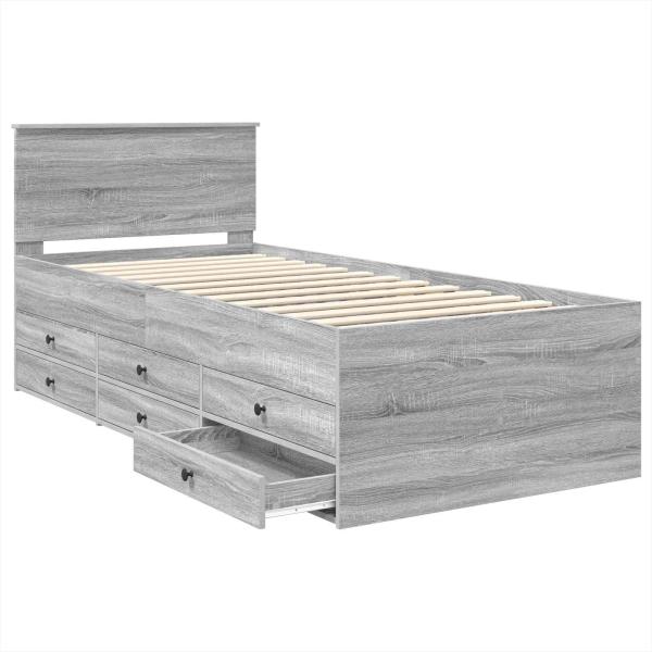 Tagesbett Grau Sonoma und Schwarz 75 x 190 cm Holzwerkstoff