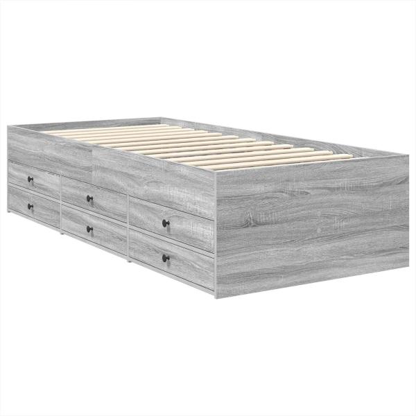 Tagesbett Grau Sonoma und Schwarz 75 x 190 cm Holzwerkstoff