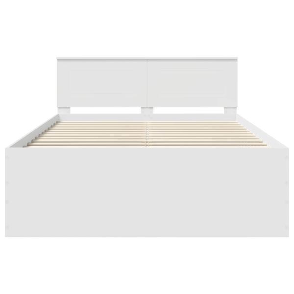Bettrahmen mit Kopfteil Weiß 160 x 200 cm Holzwerkstoff