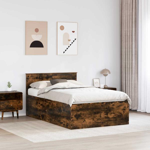 Bettrahmen Geräucherte Eiche 120 x 190 cm Holzwerkstoff