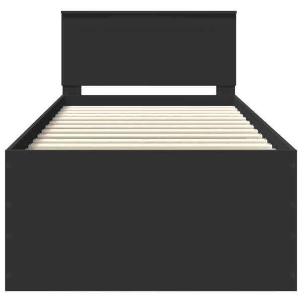 Bettrahmen mit Kopfteil Schwarz 90 x 190 cm Holzwerkstoff