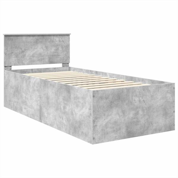 Bettrahmen mit Kopfteil Beton Grau 90 x 190 cm Holzwerkstoff