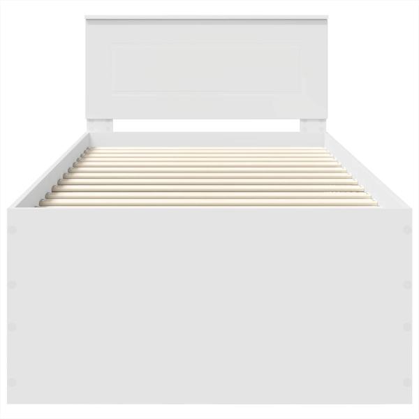 Bettrahmen mit Kopfteil Weiß 75 x 190 cm Holzwerkstoff