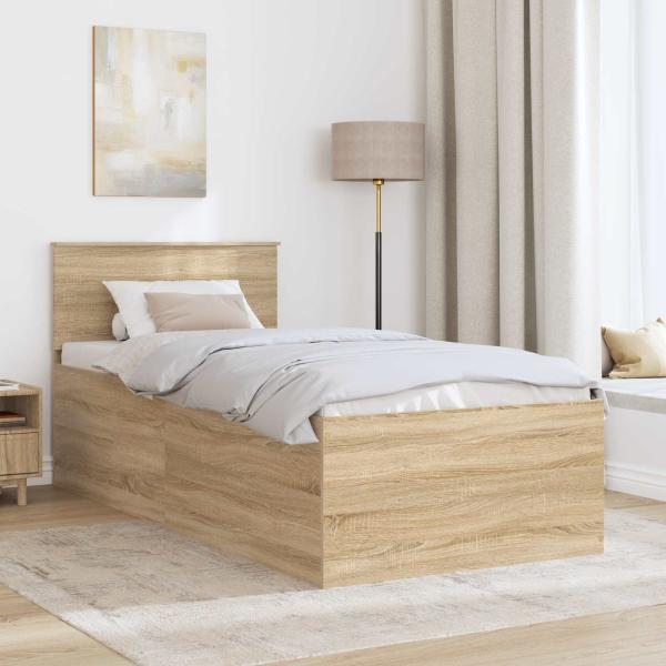 Bettrahmen mit Kopfteil Sonoma-Eiche 75 x 190 cm Holzwerkstoff