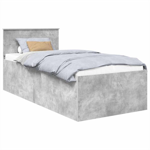 Bettrahmen mit Kopfteil Beton Grau 75 x 190 cm Holzwerkstoff