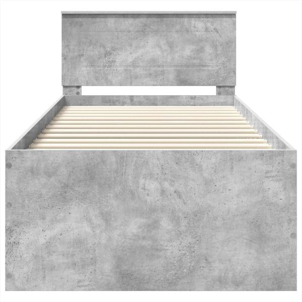 Bettrahmen mit Kopfteil Beton Grau 75 x 190 cm Holzwerkstoff