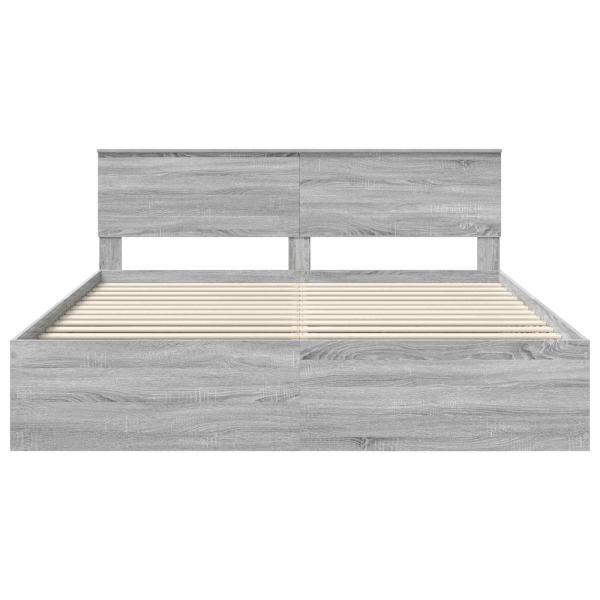 Bettrahmen Graues Sonoma 200 x 200 cm Holzwerkstoff