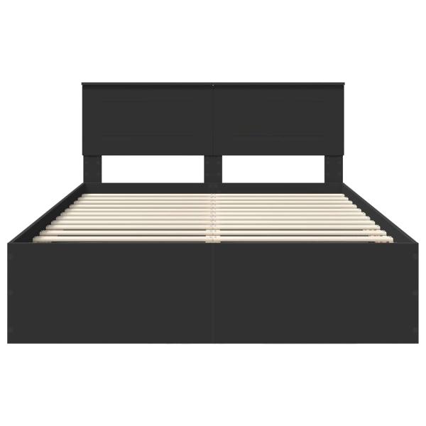Bettrahmen mit Kopfteil Schwarz 150 x 200 cm Holzwerkstoff
