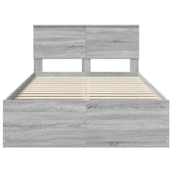 Bettrahmen Graues Sonoma 135 x 190 cm Holzwerkstoff