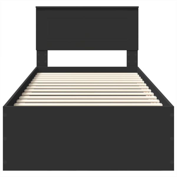 Bettrahmen mit Kopfteil Schwarz 75 x 190 cm Holzwerkstoff