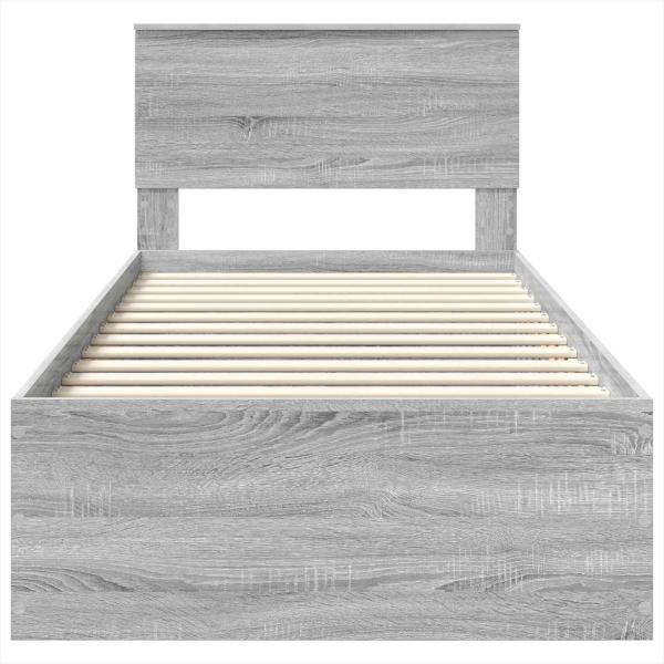 Bettrahmen mit Kopfteil Graues Sonoma 75 x 190 cm Holzwerkstoff