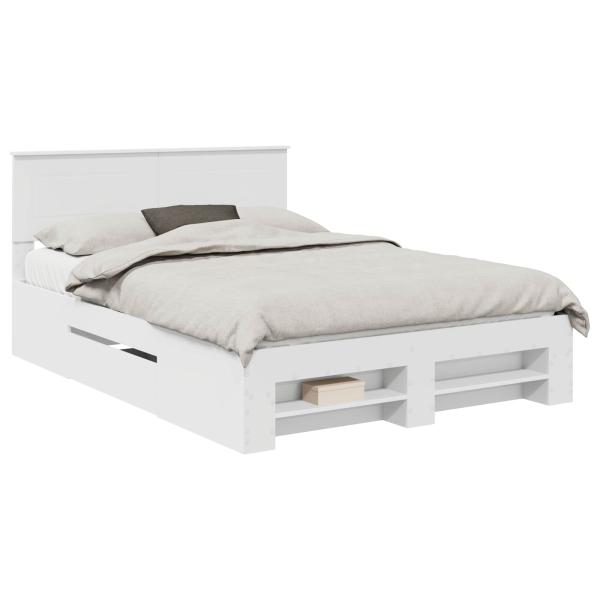 Bettrahmen mit Kopfteil Weiß 160 x 200 cm Holzwerkstoff