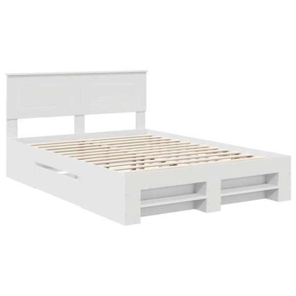 Bettrahmen mit Kopfteil Weiß 160 x 200 cm Holzwerkstoff