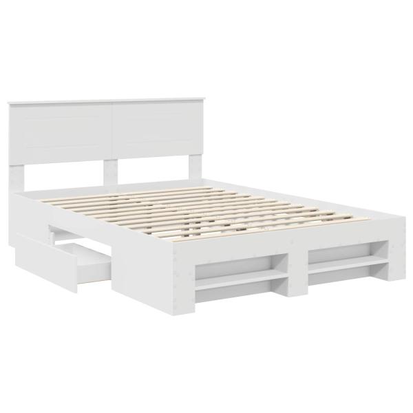 Bettrahmen mit Kopfteil Weiß 160 x 200 cm Holzwerkstoff