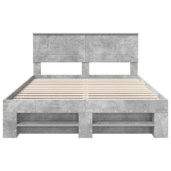 Bettrahmen mit Kopfteil Beton Grau 160 x 200 cm Holzwerkstoff
