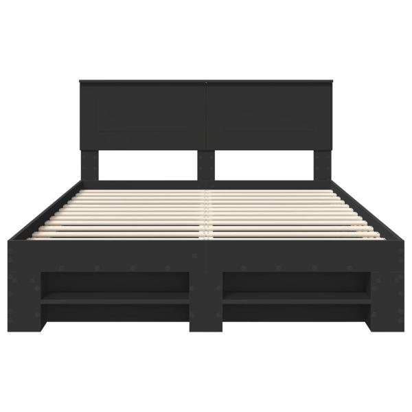 Bettrahmen mit Kopfteil Schwarz 140 x 200 cm Holzwerkstoff