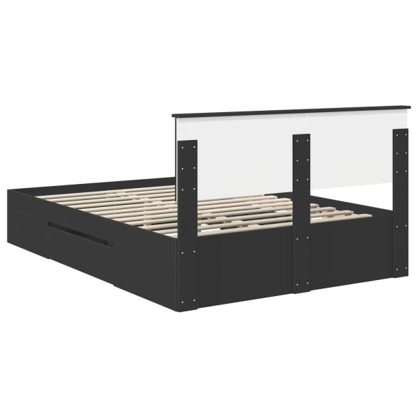 Bettrahmen mit Kopfteil Schwarz 140 x 200 cm Holzwerkstoff