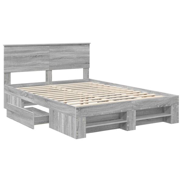 Bettrahmen Graues Sonoma 140 x 200 cm Holzwerkstoff