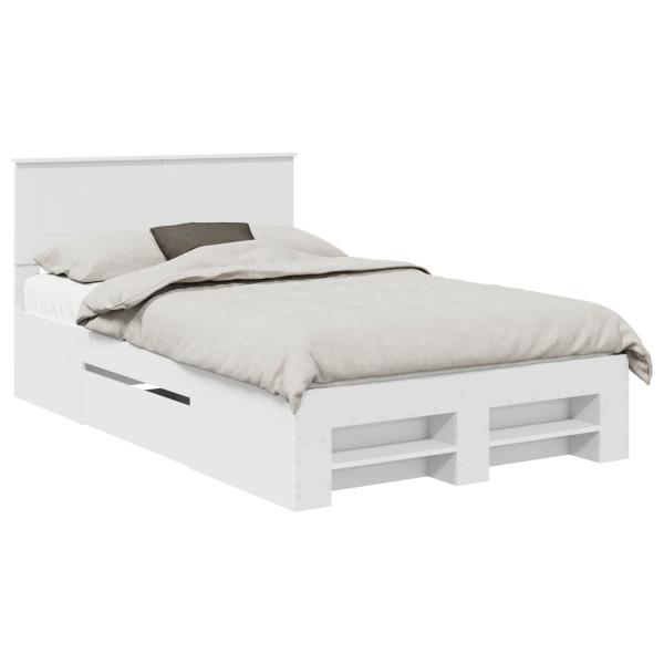 Bettrahmen mit Kopfteil Weiß 137 x 203 cm Holzwerkstoff