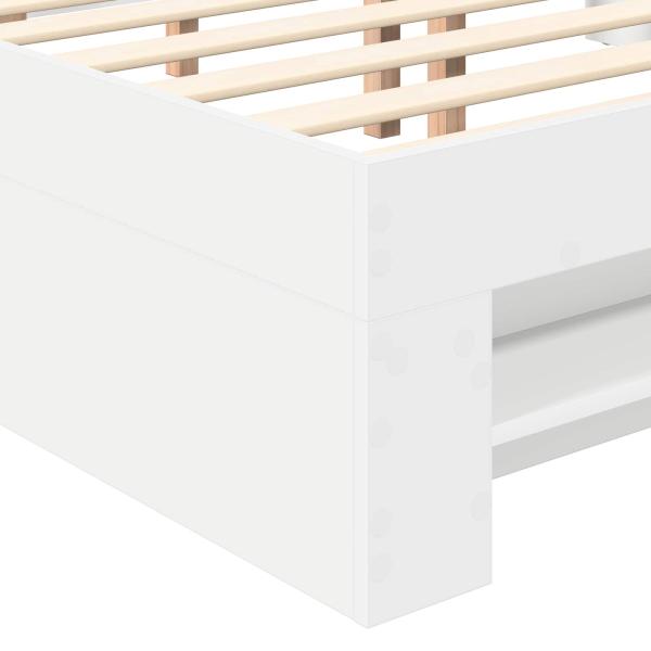 Bettrahmen mit Kopfteil Weiß 137 x 203 cm Holzwerkstoff