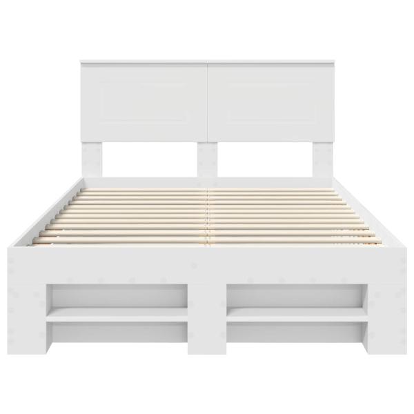 Bettrahmen mit Kopfteil Weiß 137 x 203 cm Holzwerkstoff