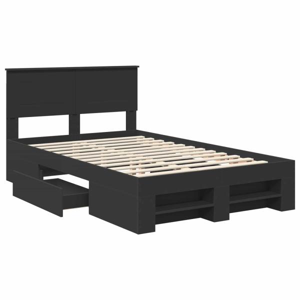 Bettrahmen mit Kopfteil Schwarz 137 x 203 cm Holzwerkstoff