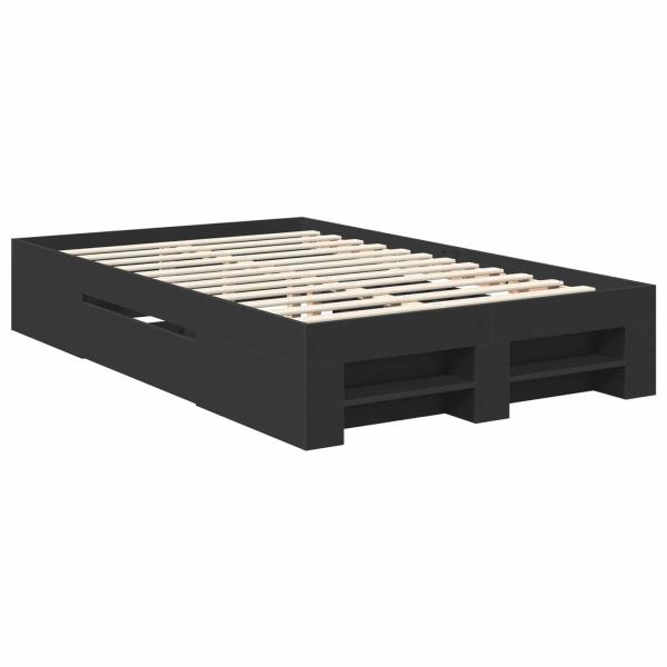 Bettrahmen mit Kopfteil Schwarz 137 x 203 cm Holzwerkstoff