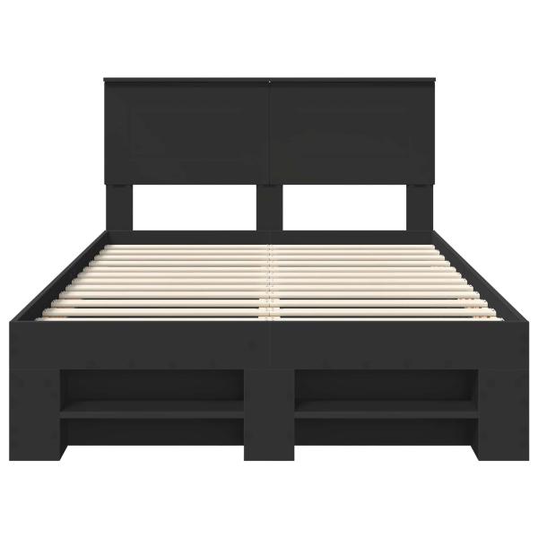 Bettrahmen mit Kopfteil Schwarz 137 x 203 cm Holzwerkstoff