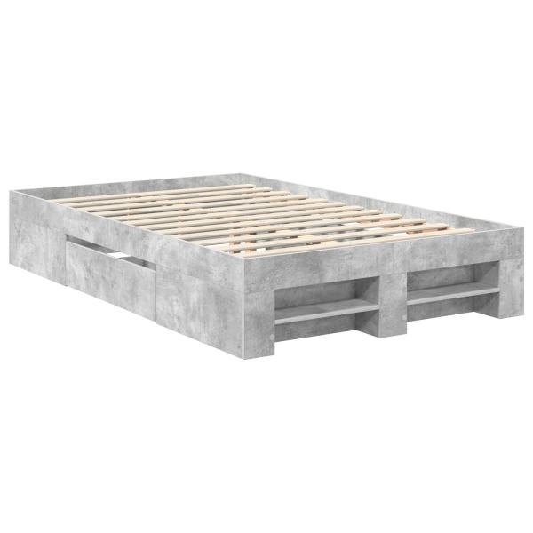 Bettrahmen mit Kopfteil Beton Grau 137 x 203 cm Holzwerkstoff