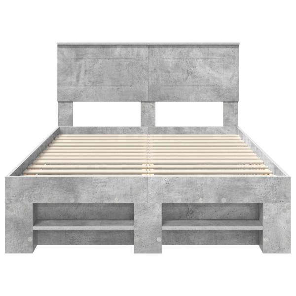Bettrahmen mit Kopfteil Beton Grau 137 x 203 cm Holzwerkstoff