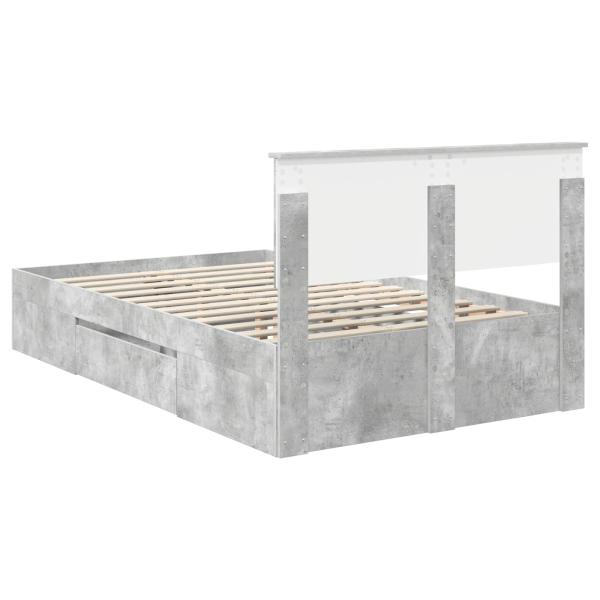 Bettrahmen mit Kopfteil Beton Grau 120 x 200 cm Holzwerkstoff
