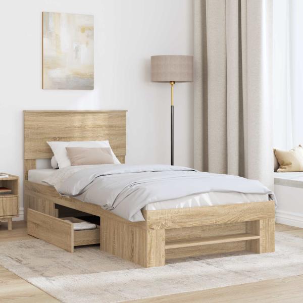 Bettrahmen mit Kopfteil Sonoma-Eiche 100 x 200 m Holzwerkstoff