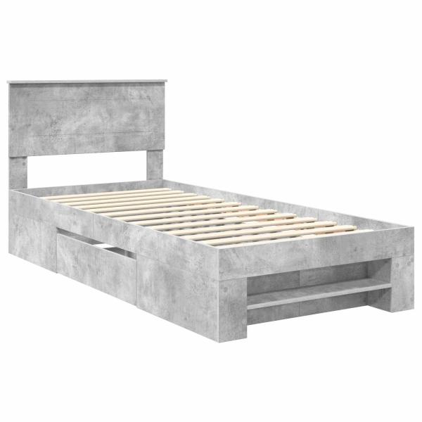 Bettrahmen mit Kopfteil Beton Grau 100 x 200 m Holzwerkstoff