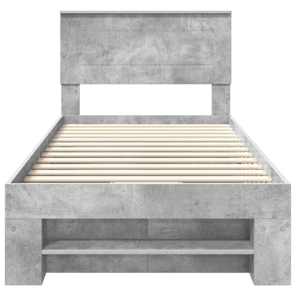 Bettrahmen mit Kopfteil Beton Grau 90 x 200 cm Holzwerkstoff