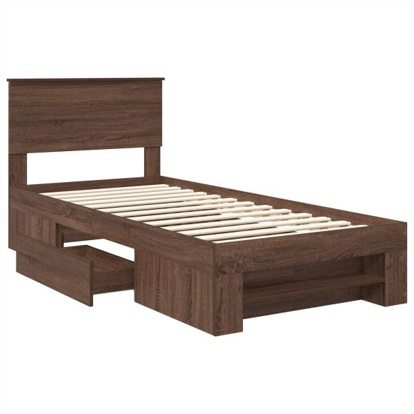 Bettrahmen Braun Eichen-Optik 90 x 200 cm Holzwerkstoff