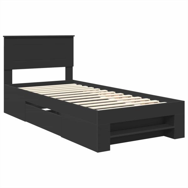 Bettrahmen mit Kopfteil Schwarz 80 x 200 cm Holzwerkstoff