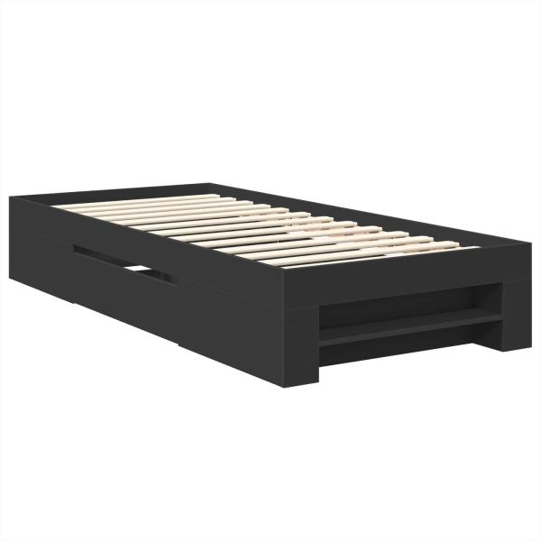 Bettrahmen mit Kopfteil Schwarz 80 x 200 cm Holzwerkstoff