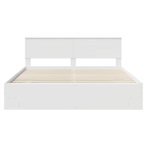 Bettrahmen mit Kopfteil Weiß 200 x 200 cm Holzwerkstoff